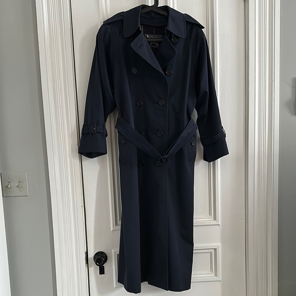 Burberry SZ 6 PET Navy Double-Breasted Trench Coat